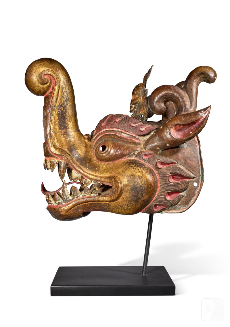 TÊTE DE MAKARA EN BRONZE PARTIELLEMENT DORÉ ET POLYCHROME  TIBET, XIXE SIÈCLE - 图4